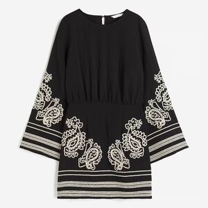 H&M Black Dress with White Embroidery